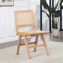 Meridian Furniture 588Natural-SC Preston Collection Mid-Century Modern Dining Side Chair, Solid Wood Natural Finish, Natural Cane/Rattan Back and Seat, 18.5" W x 22" D x 34.5" H, Natural, Set of 2