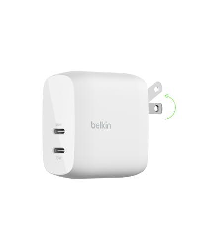 Belkin Dual USB C Charger Block 60W w/PPS Super Fast Charging - Samsung Galaxy S25, Apple iPhone 16, 16 Plus, iPad, Google Pixel, Nintendo Switch 2 - White