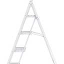 Step Ladder 4-Step White Finish Aluminum Folding Step Ladders,Anti-Slip Max 330 lbs