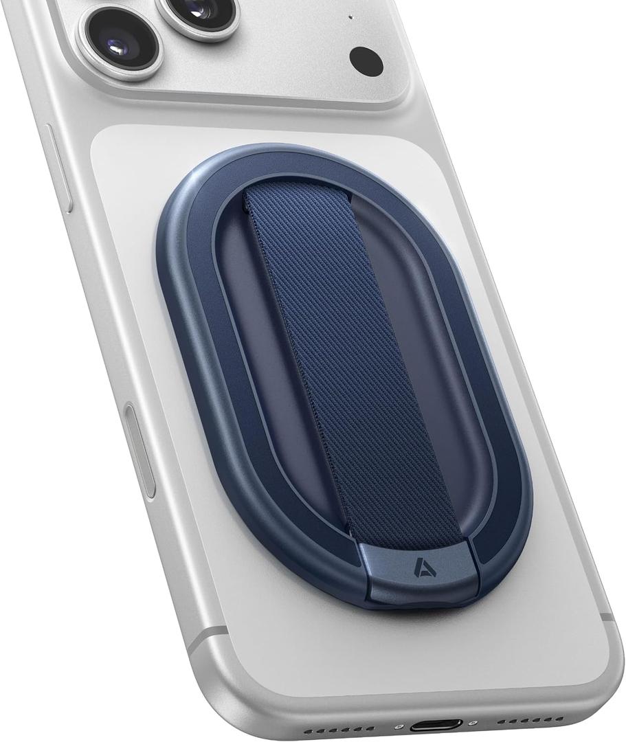 andobil [2026 All-New] Magnetic Phone Grip for Magsafe w/Finger Strap [Comfortable & Durable] Magnetic Phone Ring Holder for MagSafe Accessories & iPhone 17 Air 16 Pro Max Plus 15 14 13 12, Deep Blue