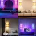 FINCMY Battery Operated Wall Sconces Set of Two, 18 RGB Colors Stick on Wall Lights with Remote, Changeable Dimmable Height Fabric Battery Powered Wall Lights for Bedroom Living Room Hallway