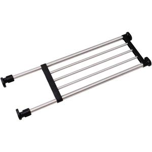 BAOYOUNI Expandable Shelf Closet Tension Rod Adjustable Shelving Unit Storage Rack Organizer Hanger Space Saving Divider for Wardrobe, Cupboard, Kitchen, Bathroom Use, Black, Recommended Use Length: IN