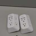 2 Pack Surge Protector Outlet Extender - Addtam 5-Outlet Splitter with 4 USB Wall Charger(2 USB-C Ports), Multi Plug Outlet Power Strip for Home, Dorm Room Essentials (White)