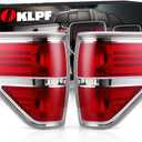 OKLPF Rear Brake Tail Lights Compatible With 2009 2010 2011 2012 2013 2014 Ford F150 F-150,Replace Silver Taillights Assembly Red Chrome Tail Lights,Not Included Bulbs,Driver and Passenger Side