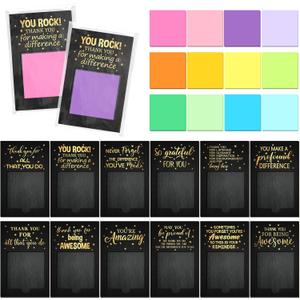 Motipuns 36 Pcs Teachers' Day Appreciation Gift Bulk Inspirational Sticky Note Pad Holder Office Nurse Thank You Gift Team Work Sticky Notes Opp Bags for Employee Volunteer Coworker Staff Slp Ot Month