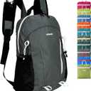 15L Water-resistant Hiking Daypack, Small Backpack Travel Outdoor, Lightweight Day Pack with Tool Loops (A-dark Grey)