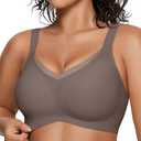 OEAK Women's Wireless Bras V Mesh Comfortable Bralette Supportive T-shirt Bra No Underwire Seamless Push Up Everyday Bras, Size L