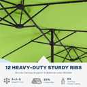 15FT Large Outdoor Patio Umbrella with Solar Lights and Base, Double-Sided Table Umbrellas with 48 LED Lights, Rectangle Market Umbrella for Pool, Deck, Backyard