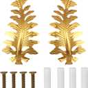 SUQ I OME 1 Pair European Big Leaf Curtain Tiebacks Novelty Fashion Curtain Hook U Shape Wall Hook Simple Modern Curtain Holdbacks, Golden