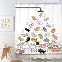 SVBright Cat Shower Curtain for KidsCute Shower CurtainsFunny Cat Lover Fabric Shower CurtainCartoon Animal Hilarious Water Bathroom Children 60Wx72L Inch Waterproof Polyester Bathtub 12 Pack Hooks (60"W x 72"L (Pack of 1), A-cat)