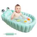 HotMax Inflatable Baby Bathtub Portable Travel Bath Tub for Infants to Toddler Foldable Non Slip Spa Tub with Air Pump (Green)