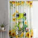 AILONEN Green Frog Shower Curtain,Cute Cartoon Frog Waterproof Fabric Shower Curtain for Bathroom,Beautiful Sunflower Kawaii Tree Frog Shower Curtain Set with Hooks for Kids Boys Girls,72" W*78" H