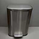 Amazon Basics SMALL Trash Can, 3.1 Gallon (12L), Smudge Resistant Rectangular Bin with Soft-Close Lid, Step Foot Pedal, Removable Inner Bucket, Brushed Stainless Steel, Satin Nickel Finish