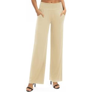 EXCHIC Women's Loose Straight Leg Palazzo Pants High Elastic Waist Causal Trousers with Pockets, XL