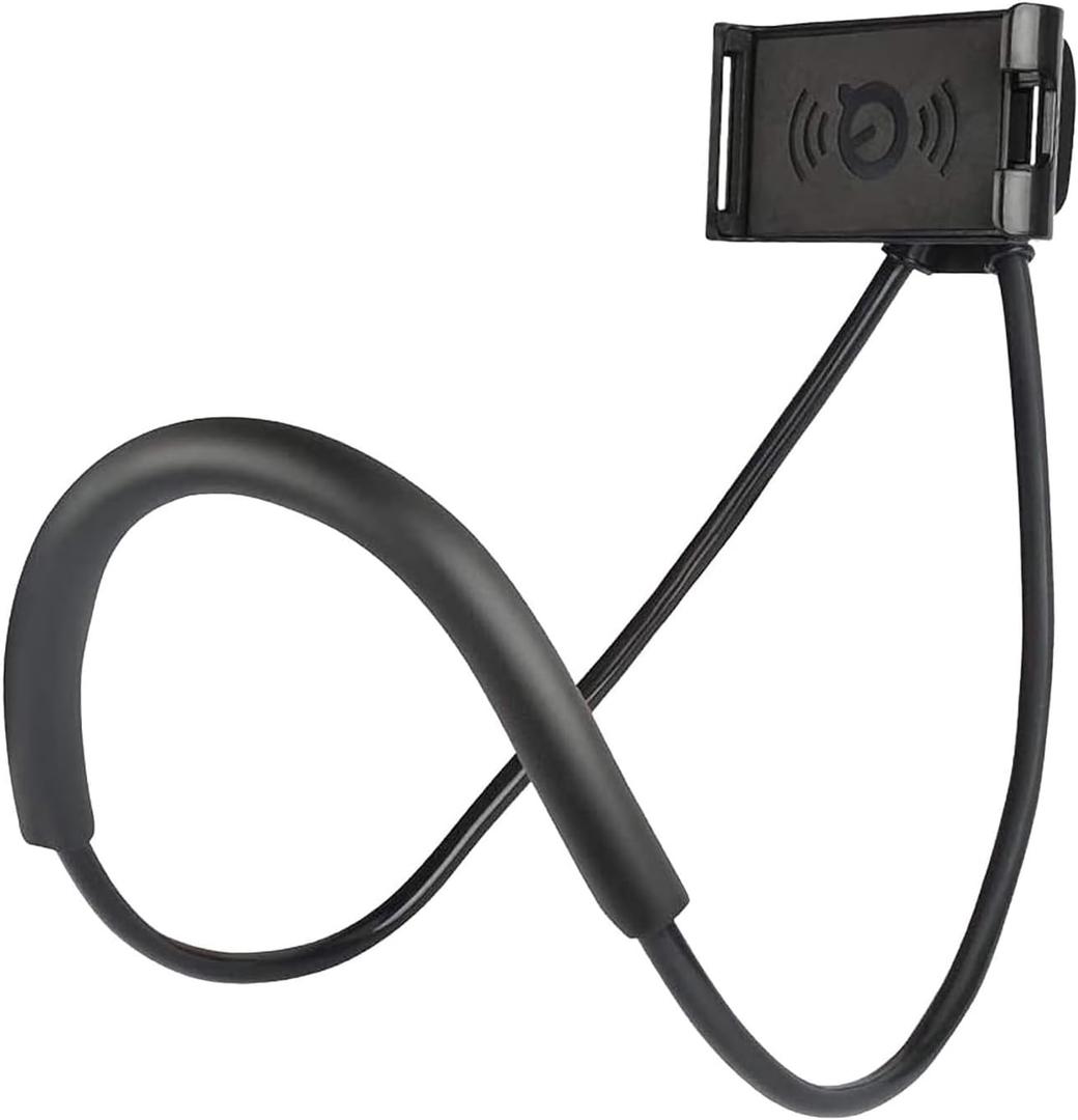 Lazy Cell Phone Holder, Universal Cell Phone Holder for Smart Mobile Phone,Hanging on Neck Cell Phone Mount Holder ,Hands-Free Mobile Phone Holder on Bed/Tableb, 27.6'' Length for 4.7''-6.7'' Size (Black)