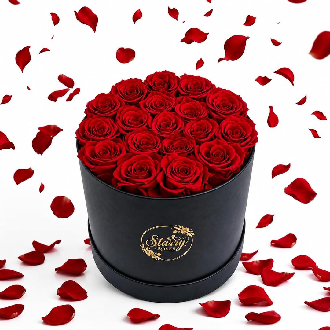 18 Preserved Roses in a Box, Gift for Women & Mom—Red