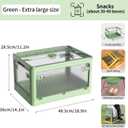 3-Pack Stackable Storage Bins, 50-Liter Collapsible Organizers with 3 Lids, Wheels, Foldable Collapsible Box for Outdoor Camping, Green