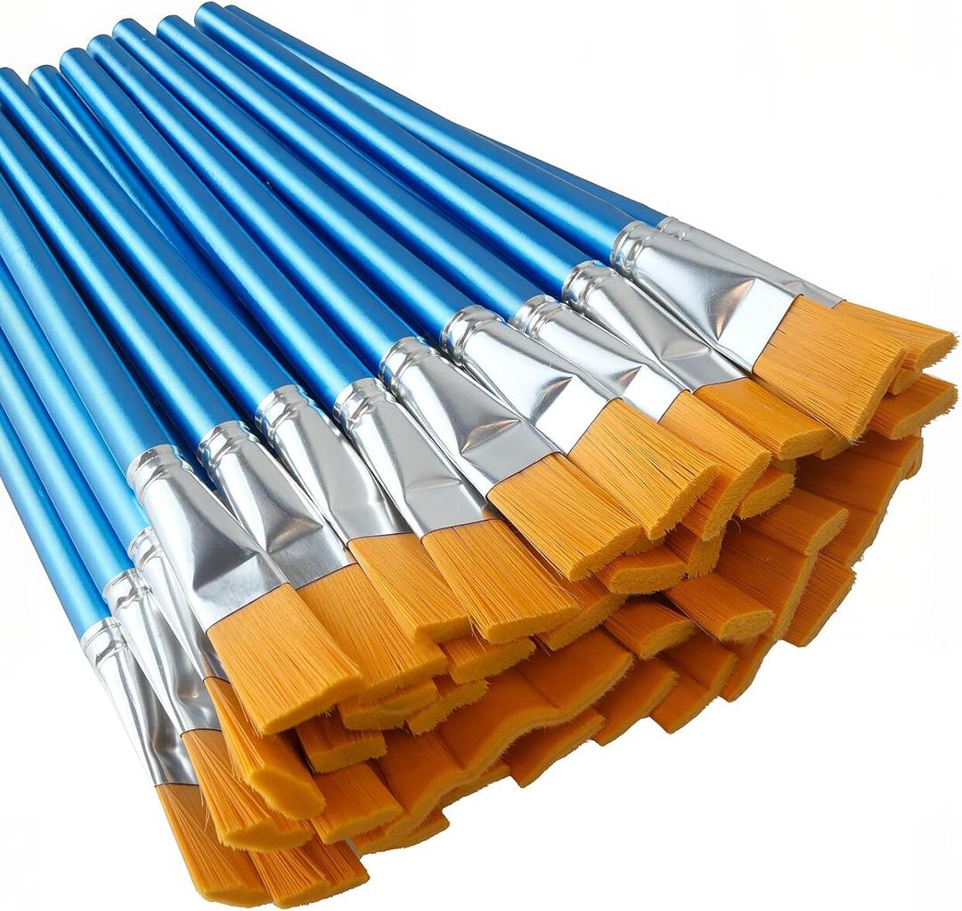 40 Pcs Flat Paint Brushes,1 Inch Craft Paint Brushes, Large Acrylic Paint Brush for Watercolor, Oil Painting, Acrylic,Big Paint Brush for Oil Paint and Body Painting Crafts, Rock Painting (40 Pcs)