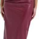 Women's Leather Midi Dress with Asymmetric Back Lacing (Fits Large, Size Down) (Medium, 01 Burgundy)