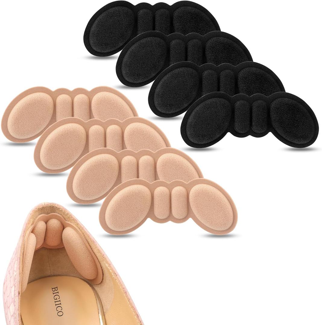 2 x Heel Grips Liner Cushions Inserts for Loose Shoes, Heel Pads Snugs for Shoe Too Big Men Women, Heel Grips Protectors for Blisters Pain, Filler Make Shoes Fit Tighter (RosyBrown Black H)