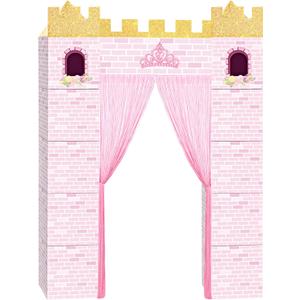 Panelee Princess Party Decoration Kit, 12''x12'' Pink Cardboard Castle Playhouse with Curtain Tassel Princess Castle Decorations for Birthday Baby Shower Christmas Party Backdrop Photo Booth