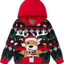 Vieille Toddler Girls Boys Ugly Christmas Sweater Kids Knit Xmas Hooded Pullover Sweater 2-7 Years (5-6 Years, Reindeer)