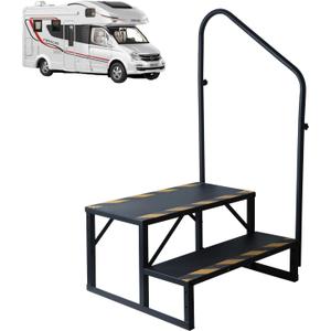 2-Step RV Steps with Handrails Ladder, Steps for Home, 400 lbs Hot Tub Outdoor Steps, RV Stairs, Camper Steps, Portable Stairs for Mobile Home