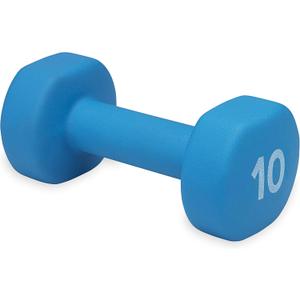 Gaiam Dumbbell Hand Weight (Sold in Singles) - Neoprene Coated Exercise & Fitness Dumbbell for Home Gym Equipment Workouts Strength Training Free Weights for Women, Men (10-Pound, (D) Blue | 10-Pound)
