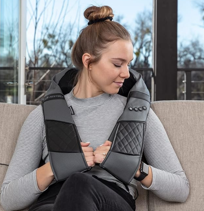 RESTECK Massagers for Neck and Back with Heat - Deep Tissue 3D Kneading Pillow, Electric Shiatsu Shoulder Massage, Foot, Legs,Body - Relieve Muscle Pain - Office, Home & Car