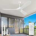 52'' Outdoor Ceiling Fan without Light,3 Solid Wood Damp Rated Ceiling Fan with Large Airflow,White Fan for Living Room,Bedroom,Gazebo,Porch.