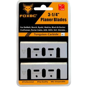 FOXBC 3-1/4 Inch 82mm TCT Carbide Planer Blades Replacement For Makita N1900B, KP0810, XPK01, DeWalt D26676, DW6655, DW680, Bosch 1594 PA1205, Ryobi and most Hand-Held Planer
