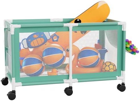 Jotesnew 365 Gallon 103" L Extra Large Swimming Pool Storage Bin, Pool Noodles Holder, Toys, Floats, Balls and Floats Equipment Mesh Rolling Storage Organizer Bin, 103" Lx32 Wx35 H (Acid Lime)