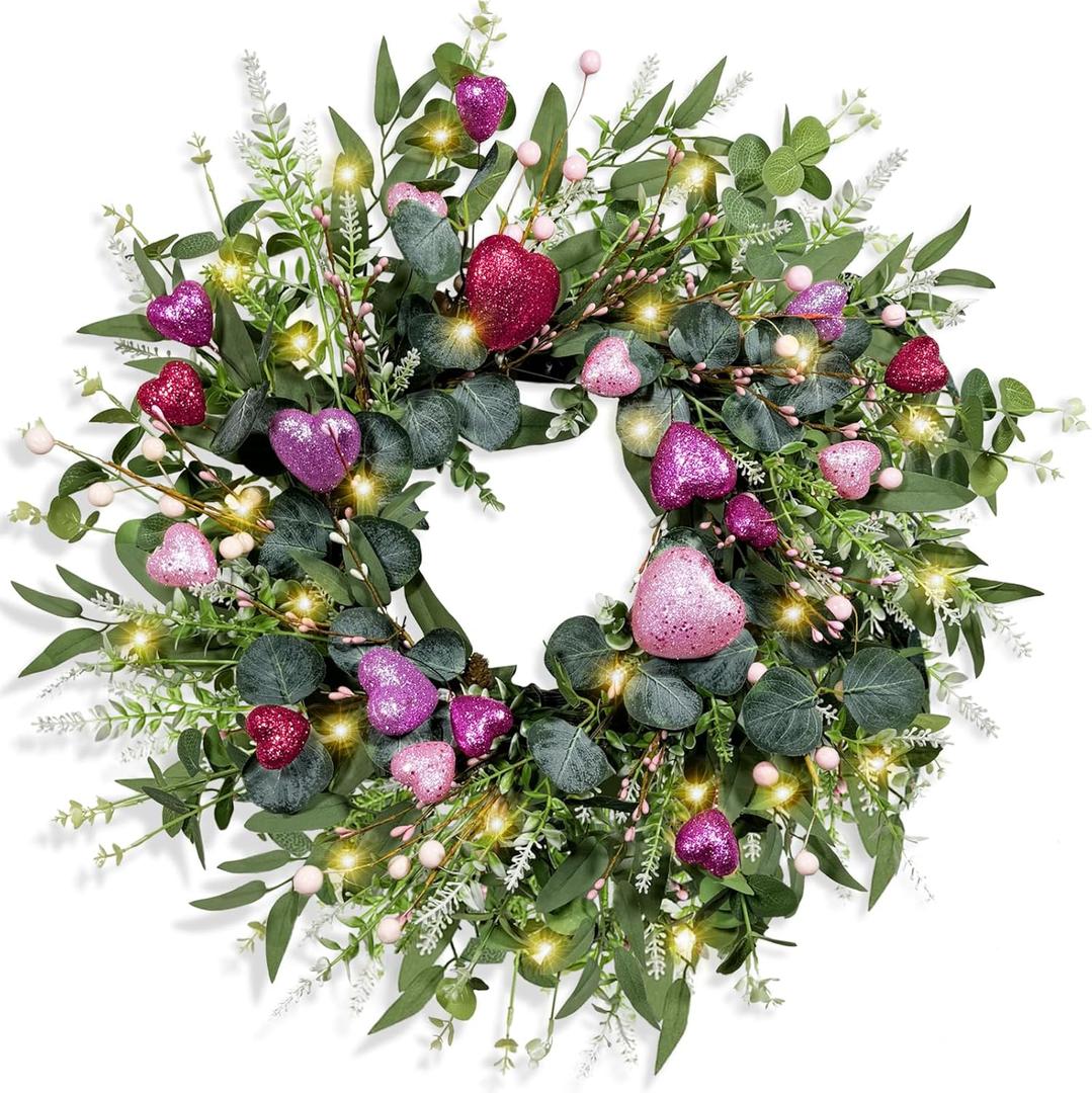 25 inche Large Eucalyptus Wreaths for Front Door Artificial Green Eucalyptus Leaves Greenery Indoor Outdoor Wreath Home Decor Porch Window Wall Farmhouse Door Decorations Spring Summer All Season