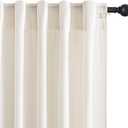 NICETOWN Cream Cotton Linen Curtains 96 inch Long 2 Panels Set, 55" Wide Thick Flax Belgian Linen Blend Window Drapes Rod Pocket & Back Tab with Light Filtering for Bedroom/Living Room, W55 x L96