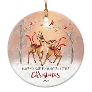Married Christmas Ornament 2025 – Wedding Gifts for Couples, Our First Christmas as Mr and Mrs Ornament, His and Hers Gifts for Newlyweds - Just Married Couple Gift Ideas