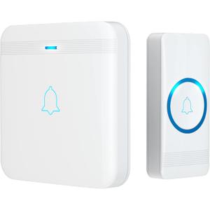 AVANTEK Wireless Doorbell, D-3F Waterproof Chime Kit Operating at Over 1300 Feet with 52 Melodies, 5 Volume Levels & LED Flash