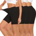 4 Pack Cotton Boy Shorts Underwear for Women Anti Chafing Shorts for Under Dresses Soft Boxers Panties (Black, S)