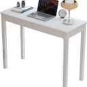 Solid Wood Desk with Drawers - 39 x 16 Inch Narrow Desks, Mid Century Modern Desks, Rubber Wood Study Table, Small Writing Desk for Small Spaces|Bedroom - White