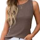 Arach&Cloz 2026 Womens Cashmere Tank Tops Summer Fall Sleeveless Vest Crew Neck Soft Sweater Cute Fashion Dressy Business Casual Outfits Knit Trendy Work Teacher Clothes Coffee Brown XL