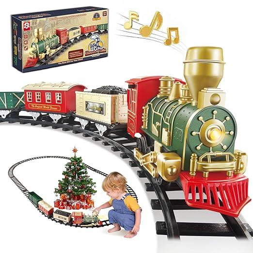 XINGYING Train Set - Electric Train Toys, Toddler Train w/ Light and Sounds (ON/ Off), Classical Train Sets for boys w/ Locomotive, Carriages and Tracks, Christmas Toy Train Gifts for 3 4 5 6 Year Old Kids