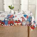 Horaldaily 4th of July Tablecloth 60x120 Inch, Patriotic Truck Watercolor Flag Independence Day Memorial Day Table Cover for Party Picnic Dinner Decor