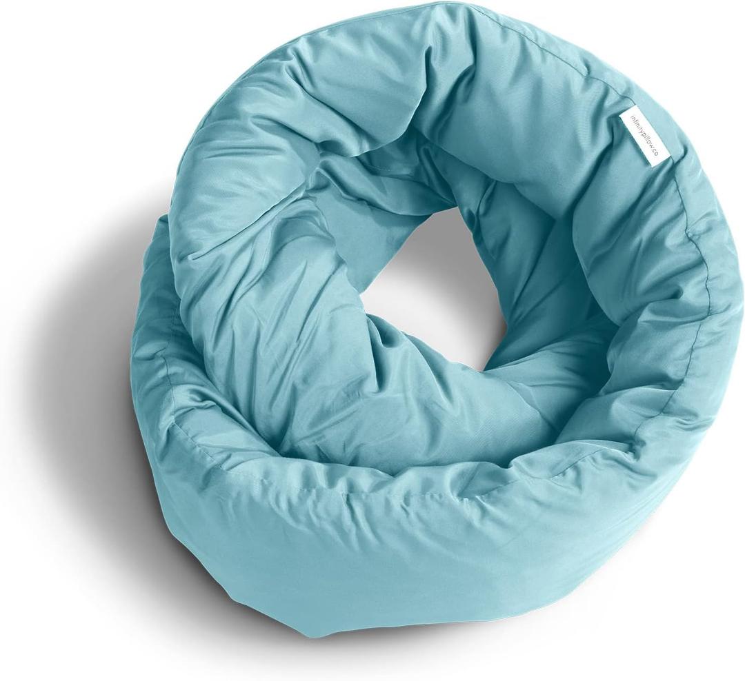 Infinity Pillow - Travel Neck Pillow - Versatile Soft 360 Support Scarf - Machine Washable - Home Travel Flight Road Trips Airplane Sleeping (Airy Blue)