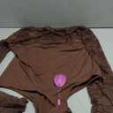 Avidlove Lace Long Sleeve Bodysuit for Women Crew Neck Body Suits Slimming Going Out Concert Tops Fall Outfits (X-Large, Brown)