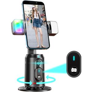 Crienten Auto Face Tracking Tripod, 360 AI Face Tracking Phone Holder with Remote, No AppSmart Phone Stand for iPhone & Android, Rechargeable Tripod for Video Recording, Live Streaming, TikTok, Vlog