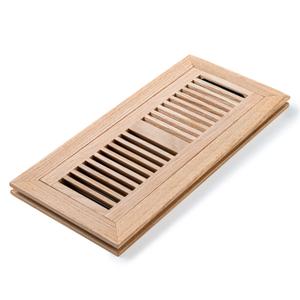 Razo White Oak Wood Flush Mount Floor Register Vent Cover, 6x14 Inch (Duct Opening), 3/4 Inch Thickness, with Damper, Unfinished
