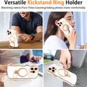 for iPhone 14 Pro Max Magnetic Case with Stand, Luxury Electroplating Shockproof Wave Curly Frame and Heart Pattern, Lens and Screen Edge Raised Protection for iPhone 14 Pro Max-White