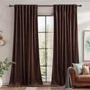 StangH Soft Velvet Curtains Brown Light Blocking Door Curtains for Kitchen, Solid Luxury Decor Window Drapes Heat & Cold Blocking for Living Room/Sliding Door/Office, W62x L96