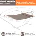 SUNCREAT Double Quilted Hammock with Hardwood Spreader Bar, Extra Large Soft Pillow, Heavy Duty 2 Person Hammock for Indoor, Outdoor, Brown