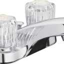 Aqua Vista 10-B421-AV Two Handle Bathroom Sink Faucet, Polished Chrome with Acrylic Round Knobs