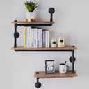 Industrial Heavy Duty DIY Pipe Shelf Shelves Steampunk Rustic Urban Bookshelf Real Wood Bookshelves and bookcases1 (3 Tier)